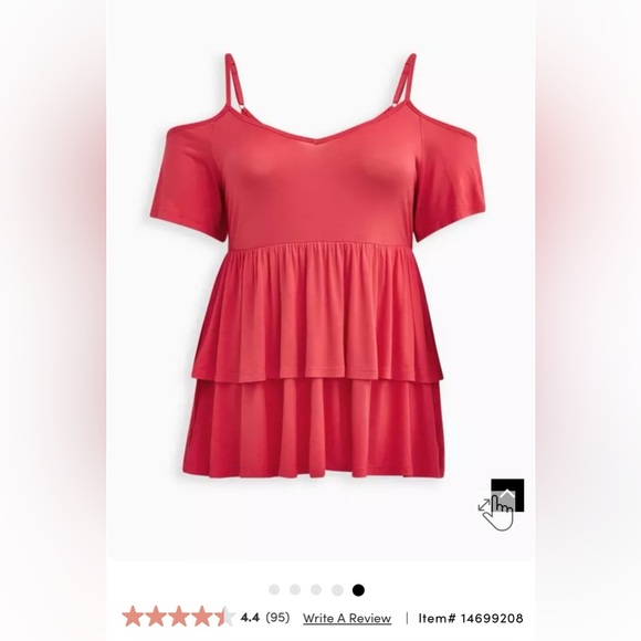 NWT Torrid Berry Color Babydoll Super Soft Cold Shoulder Top/ size 00 10 M-L - Picture 1 of 7